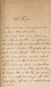 Lettre de son frère aîné Hervé Vergne (page 1) • Collection Sylvette David