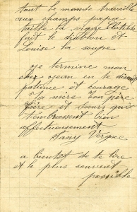 Lettre de sa mère Fanny Bobichon, épouse Vergne (3) • Collection Sylvette David