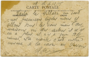 Carte de Marius Seux à sa famille (dos) • Février 1915 • Collection Jeanne Fourel