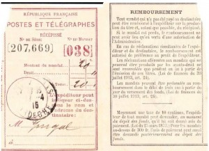 Mandat utilisé pour envoyer de l’argent (1915)