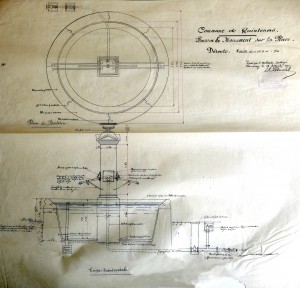 Fontaine sur la Place de l'Église - plan définitif de l'architecte Borione en 1900