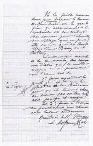 1885 • courrier d'opposition de M. Defrance