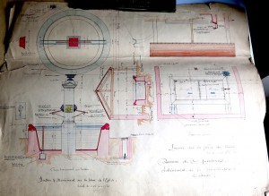 Plans initiaux de l'architecte Borione - Fontaine monumentale et lavoir