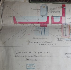 Plans initiaux de l'architecte Borione - Fontaine et abreuvoir supprimés